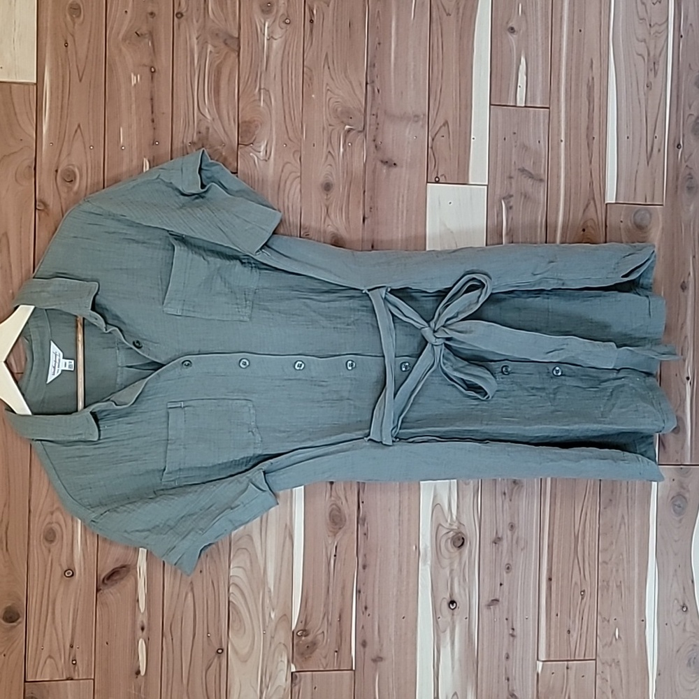 Weatherproof Vintage Linen Dress, Size M, Green